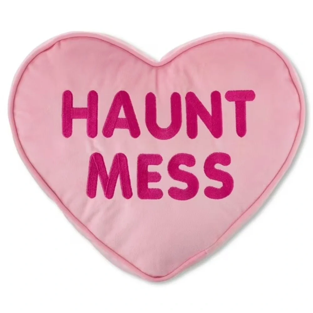 Haunt Mess Heart-Shaped Decorative Pillow, Pink,‎ 12